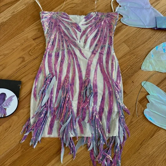 Fairy glitter sequin dress fairy wings costume cosplay - Picture 3 of 6
